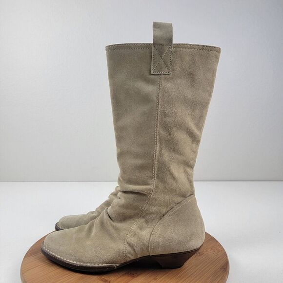 Fiorentini Baker Boots Biege Tan Suede Zip Up Shoes Womens Size EU 39 US 8 Italy - Picture 1 of 16